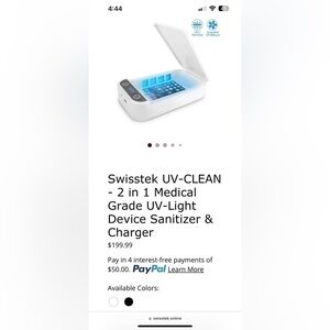 NWT Swisstek UV Light Sanitizer and Charger